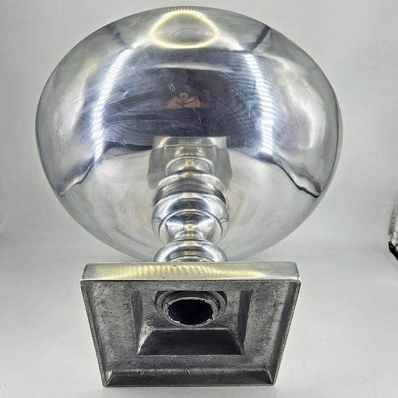 Large silver metal aluminum footed console Fruit Bowl Dish Centerpiece 14" - Picture 3 of 3